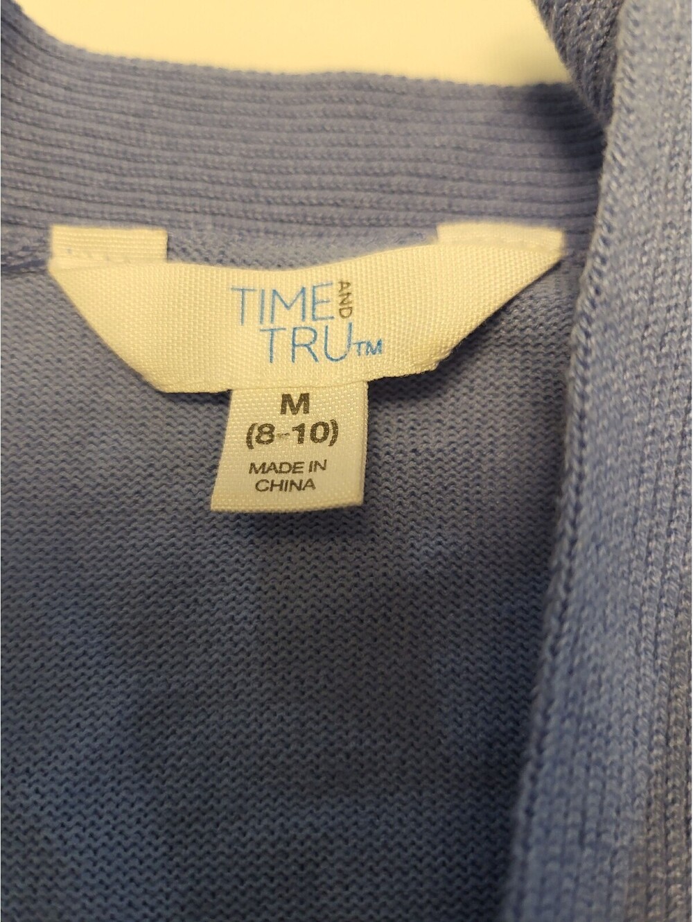 Time and Tru Medium Blue Ribbed Cardigan Sweater
